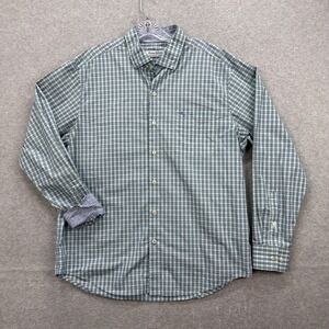 Tommy Bahama Shirt Mens Large Blue Check The Newport Coast Flip Cuff Pima Cotton